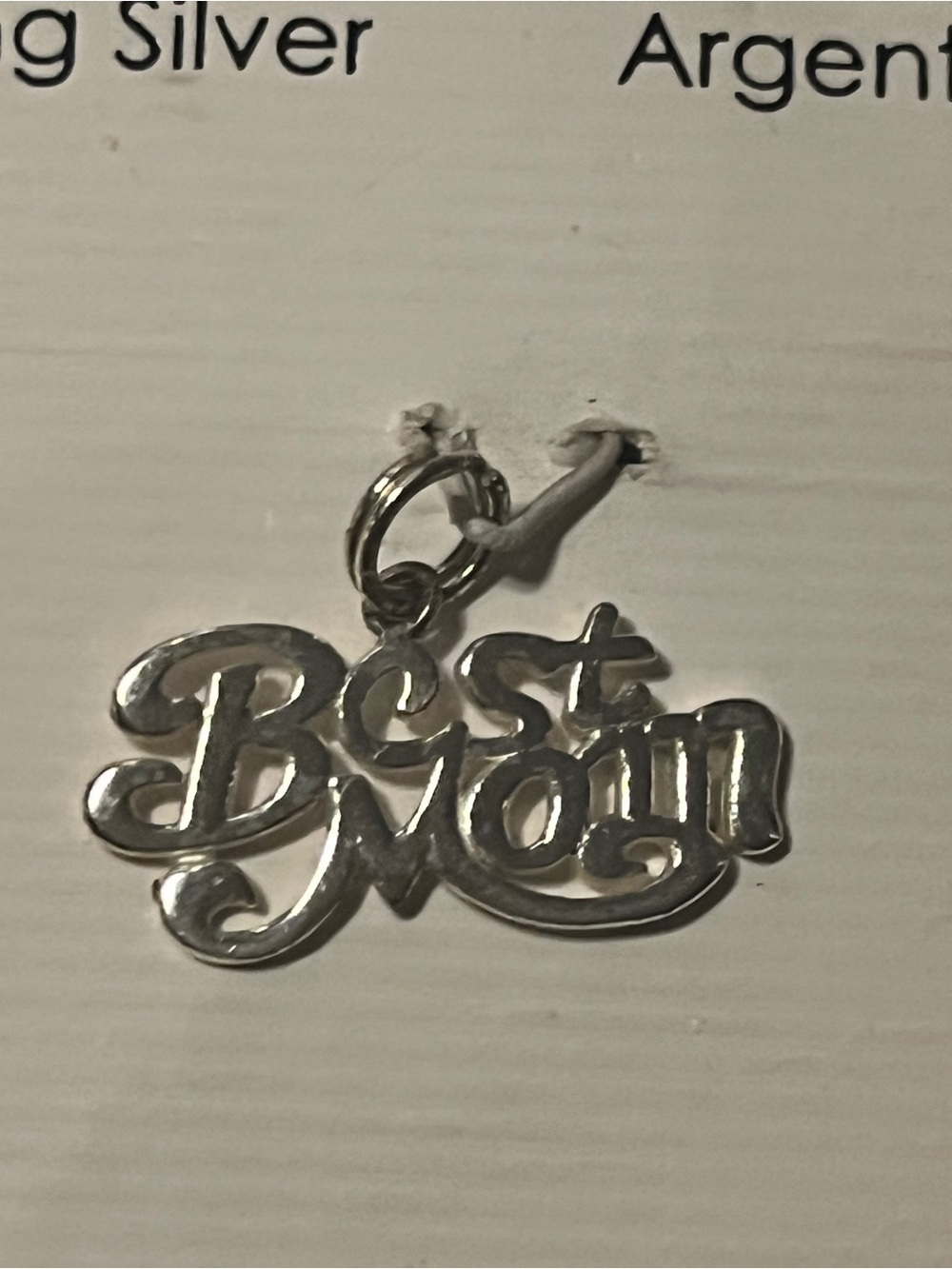 Sterling Silver "Best Mom" Script Charm Pendant